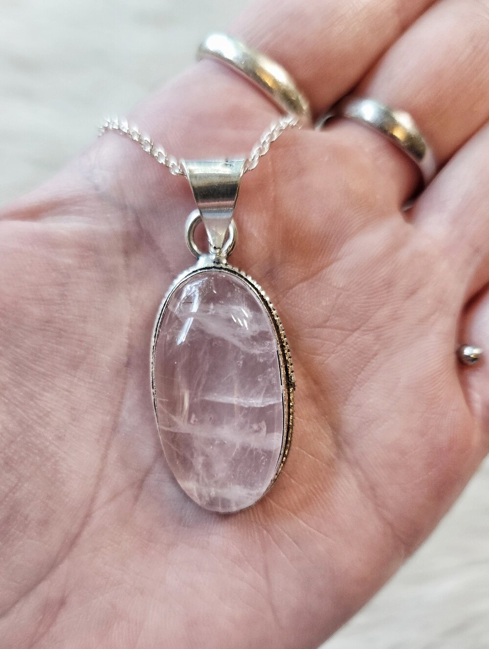 925 Rose Quartz Necklace